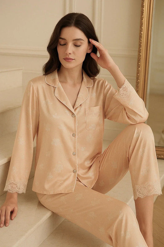 Chiclo Lace & Satin Dream Loungewear Set - Chiclo