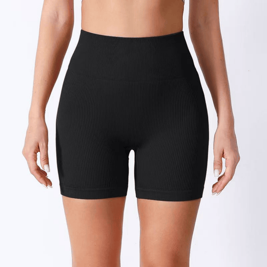 Chiclo Ribbed High - Waist Black Shorts - Chiclo