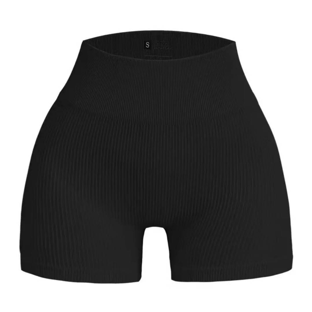 Chiclo Ribbed High - Waist Black Shorts - Chiclo