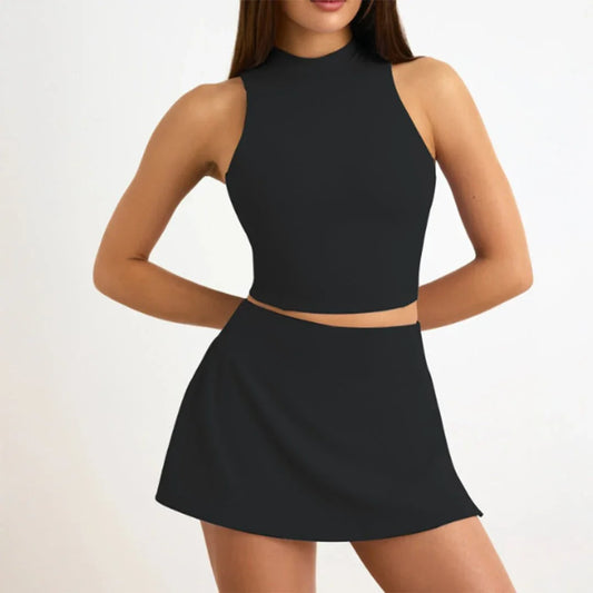Chiclo Serve & Slay Co - ord Set – Padded Crop Top & Skirt with Built - in Shorts - Chiclo