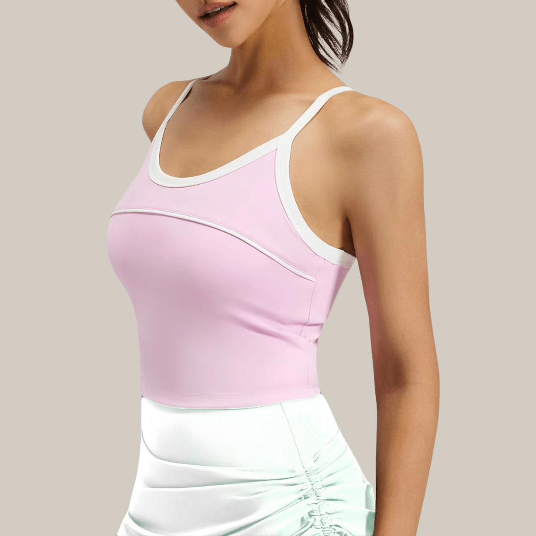 Chiclo Drawstring Asymmetrical Skirt & Padded Top Set - Chiclo