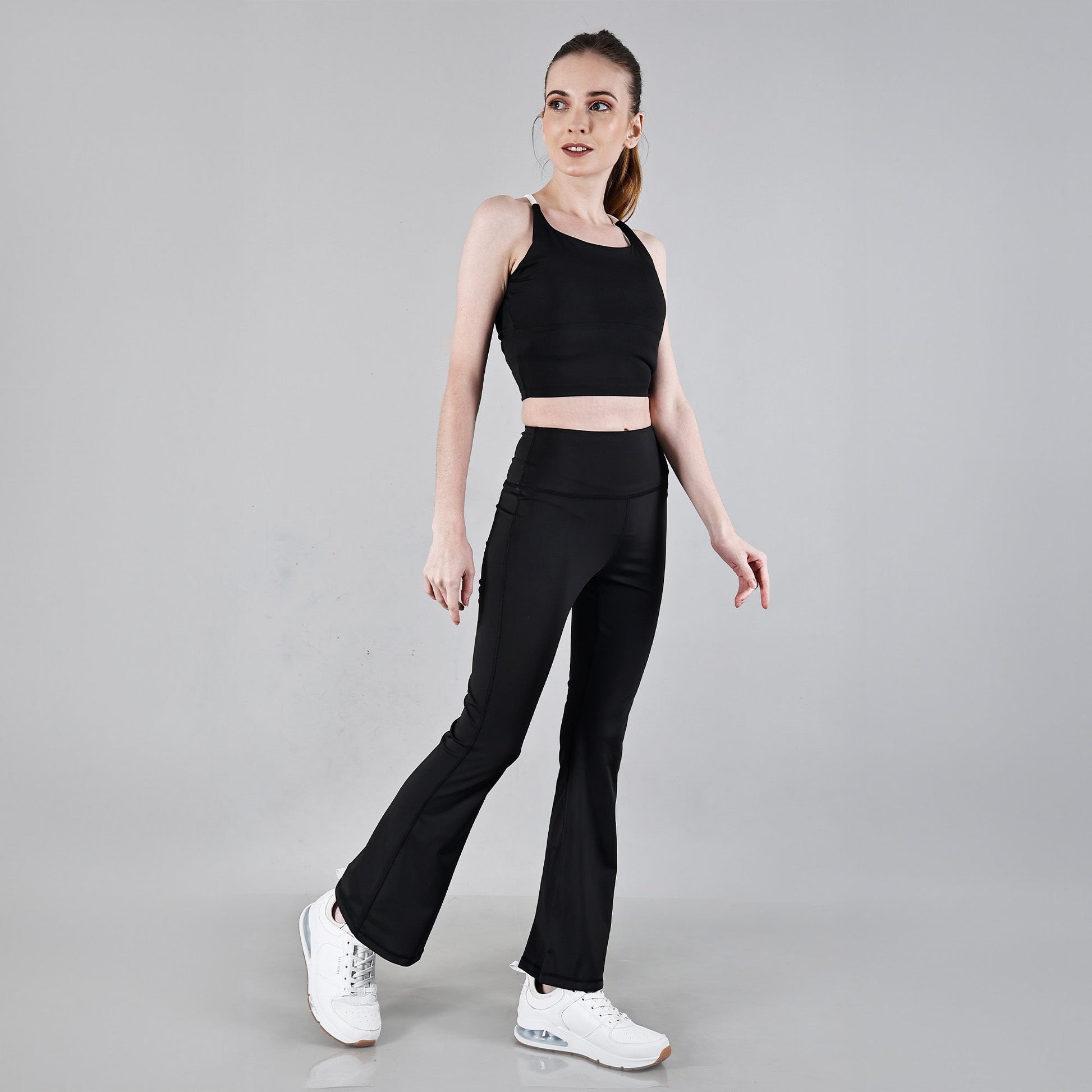 Chiclo Flared Pants With Padded Top Workout Set - Chiclo