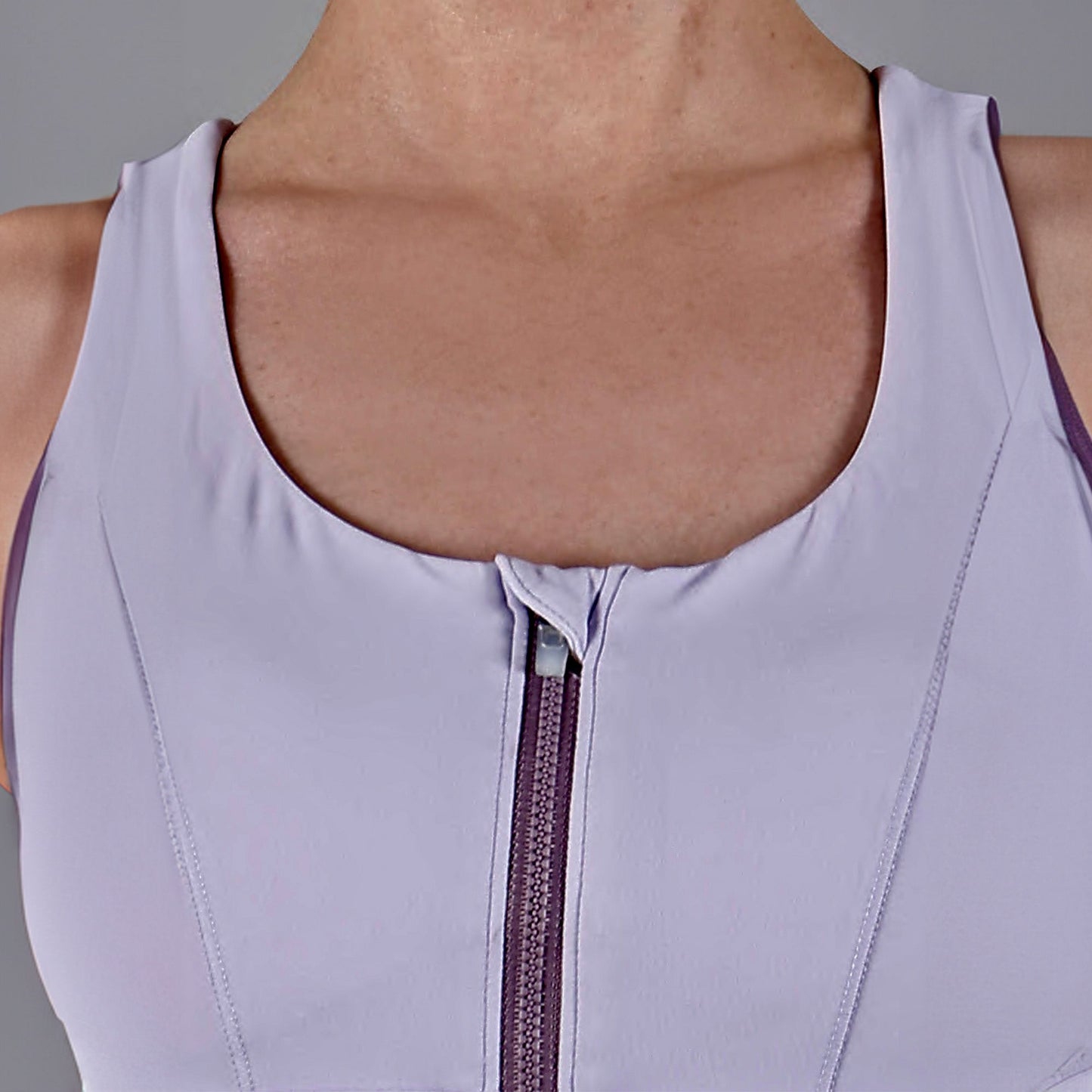 Chiclo Front Zip High Impact Lavender Sports Bra - Chiclo