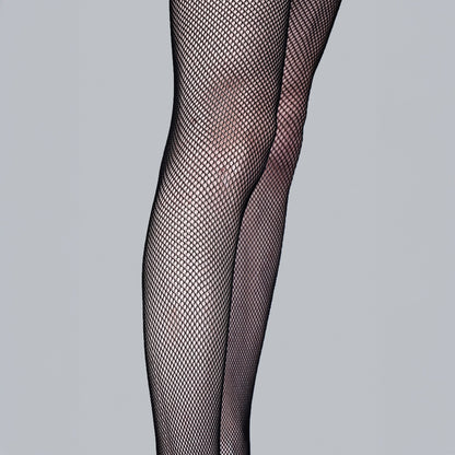 Chiclo High-Rise Slit Patterned Stockings – Black - Chiclo