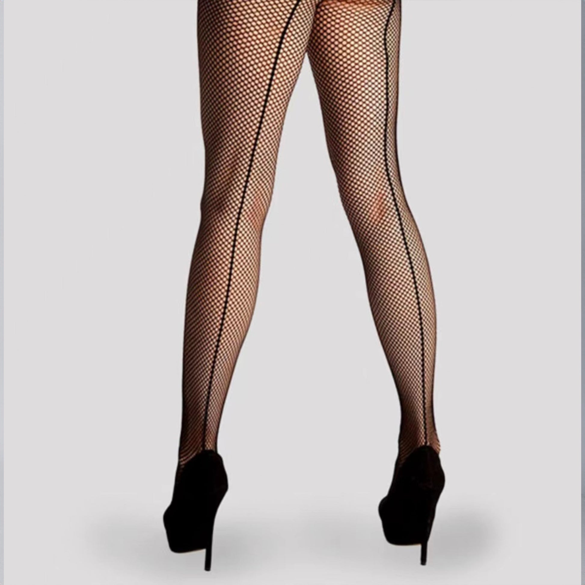 Chiclo High-Rise Slit Patterned Stockings – Black - Chiclo