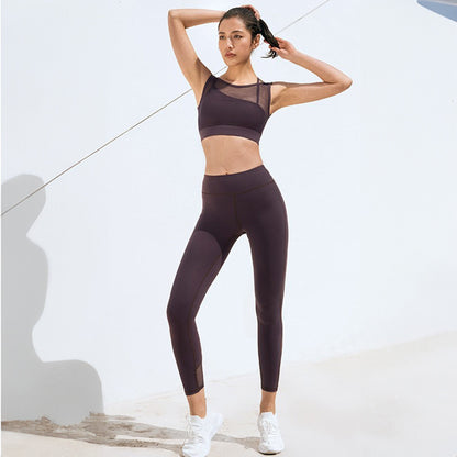 Chiclo High Waist Mesh Panel Workout Set - Chiclo