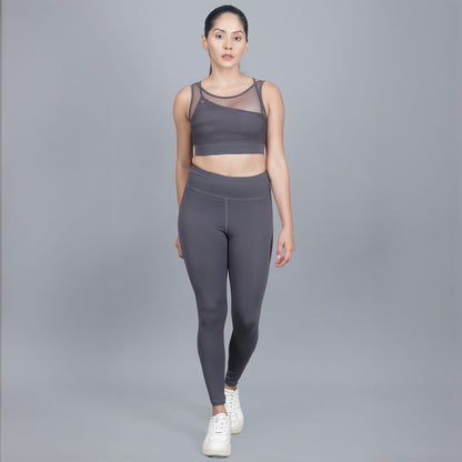 Chiclo High Waist Mesh Panel Workout Set - Chiclo