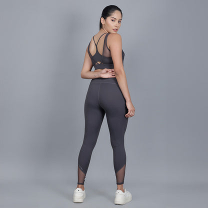 Chiclo High Waist Mesh Panel Workout Set - Chiclo