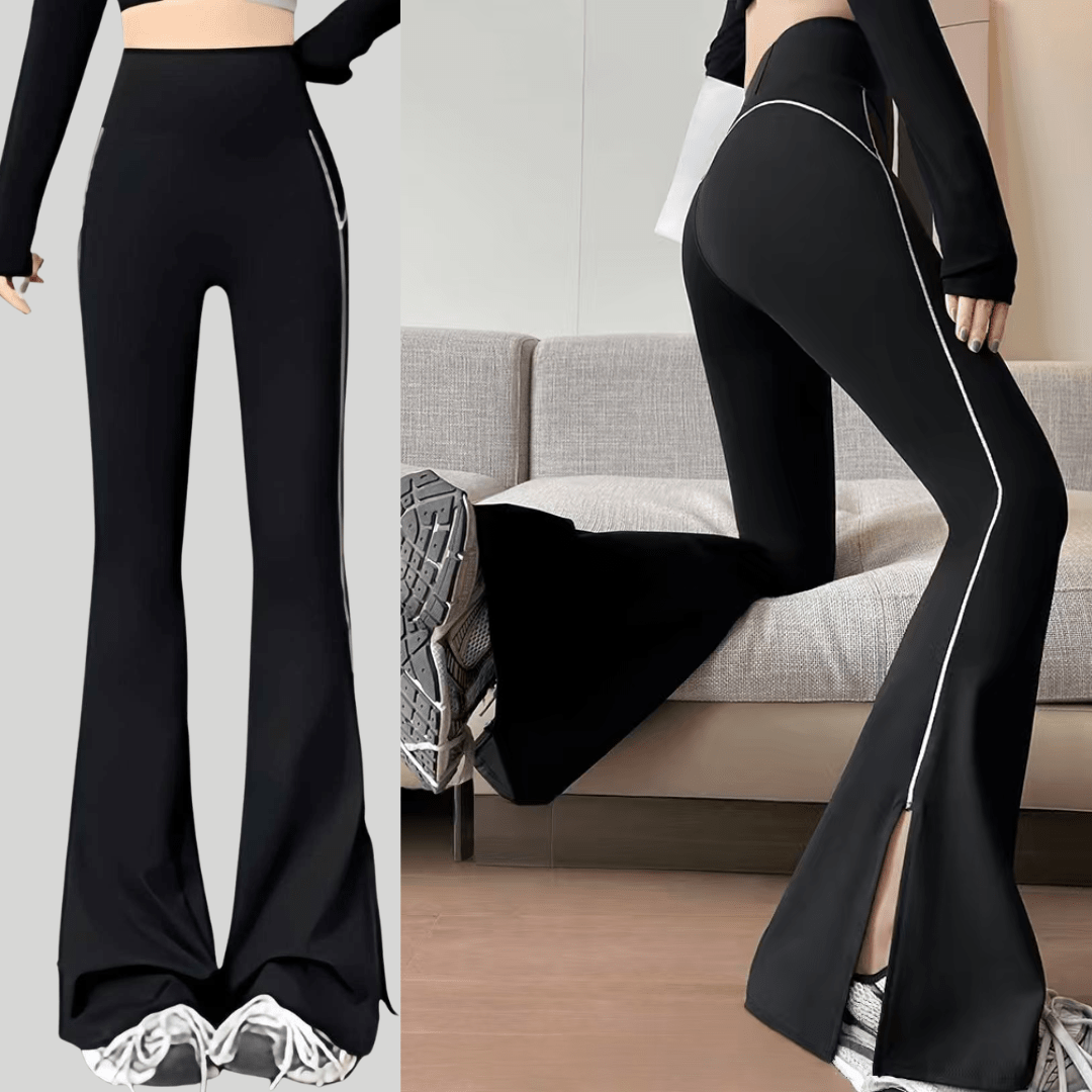 Chiclo MoveEase Split-Hem Flare Pants - Chiclo