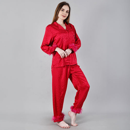 Chiclo Satin Fur Animal Print Loungewear - Chiclo