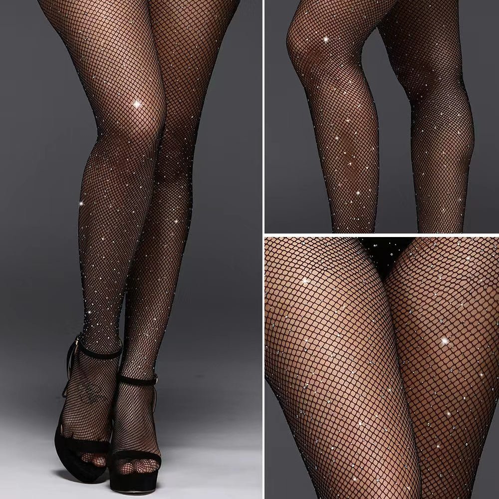 Chiclo Women's Fishnet Rhinestones Stockings - Chiclo