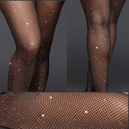 Chiclo Women's Fishnet Rhinestones Stockings - Chiclo