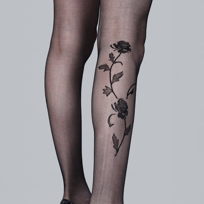 Chiclo Women's Floral Tattoo Silk Stockings - Chiclo