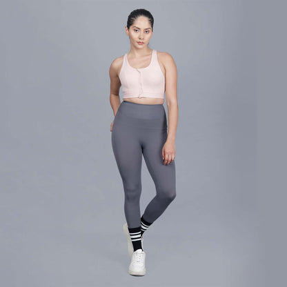 Chiclo Women's Set Featuring Grey Tights, Pink Sports Bra & Socks - Chiclo